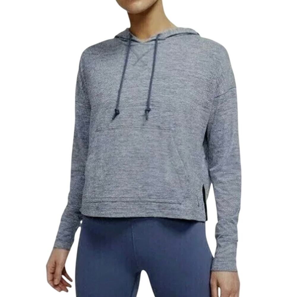 Nike Diffused Blue Jersey Cropped Hoodie Dri Fit Activewear, Plus Size 3X